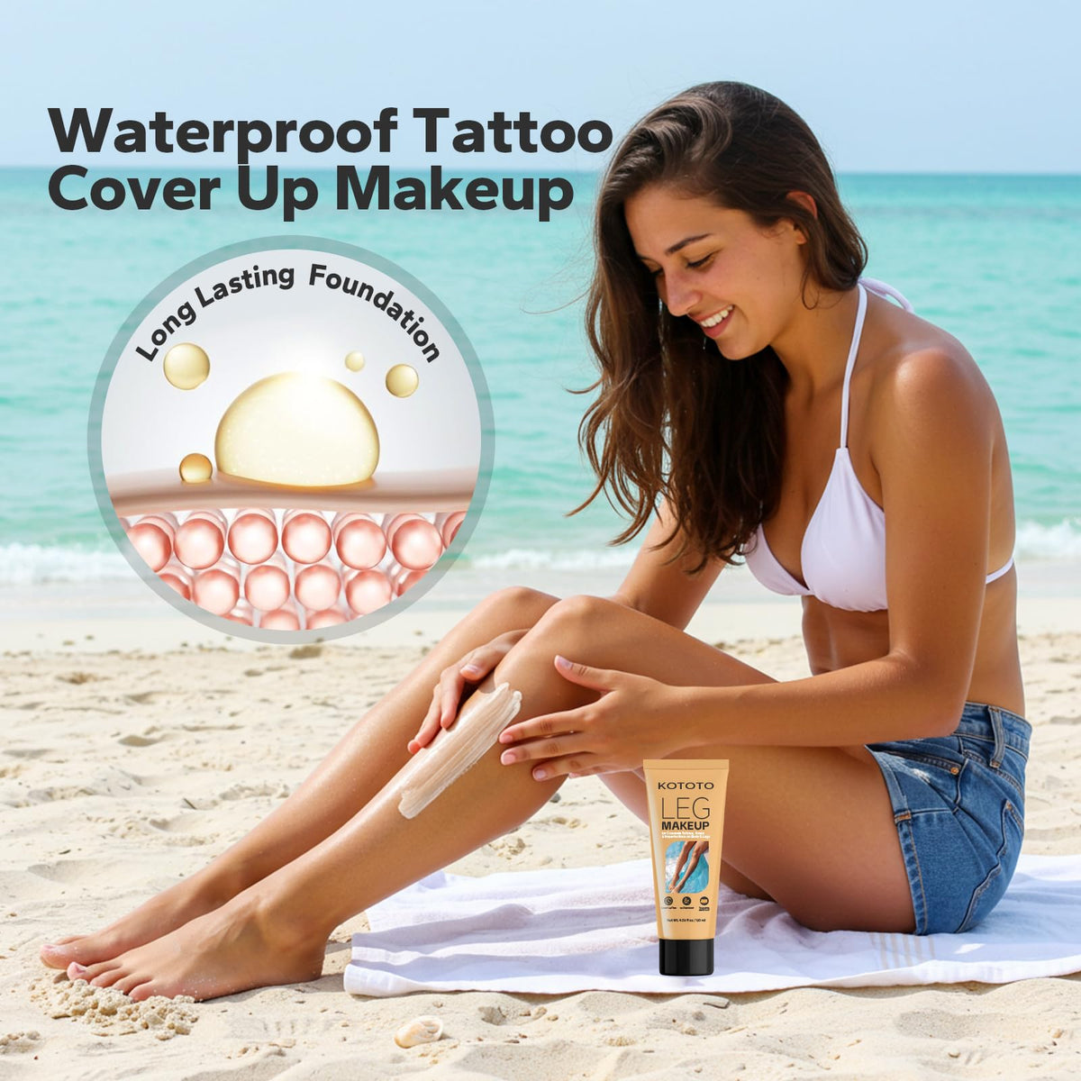 Kototo Tattoo Cover Up Makeup swatch on skin shows natural tone and buildable coverage.