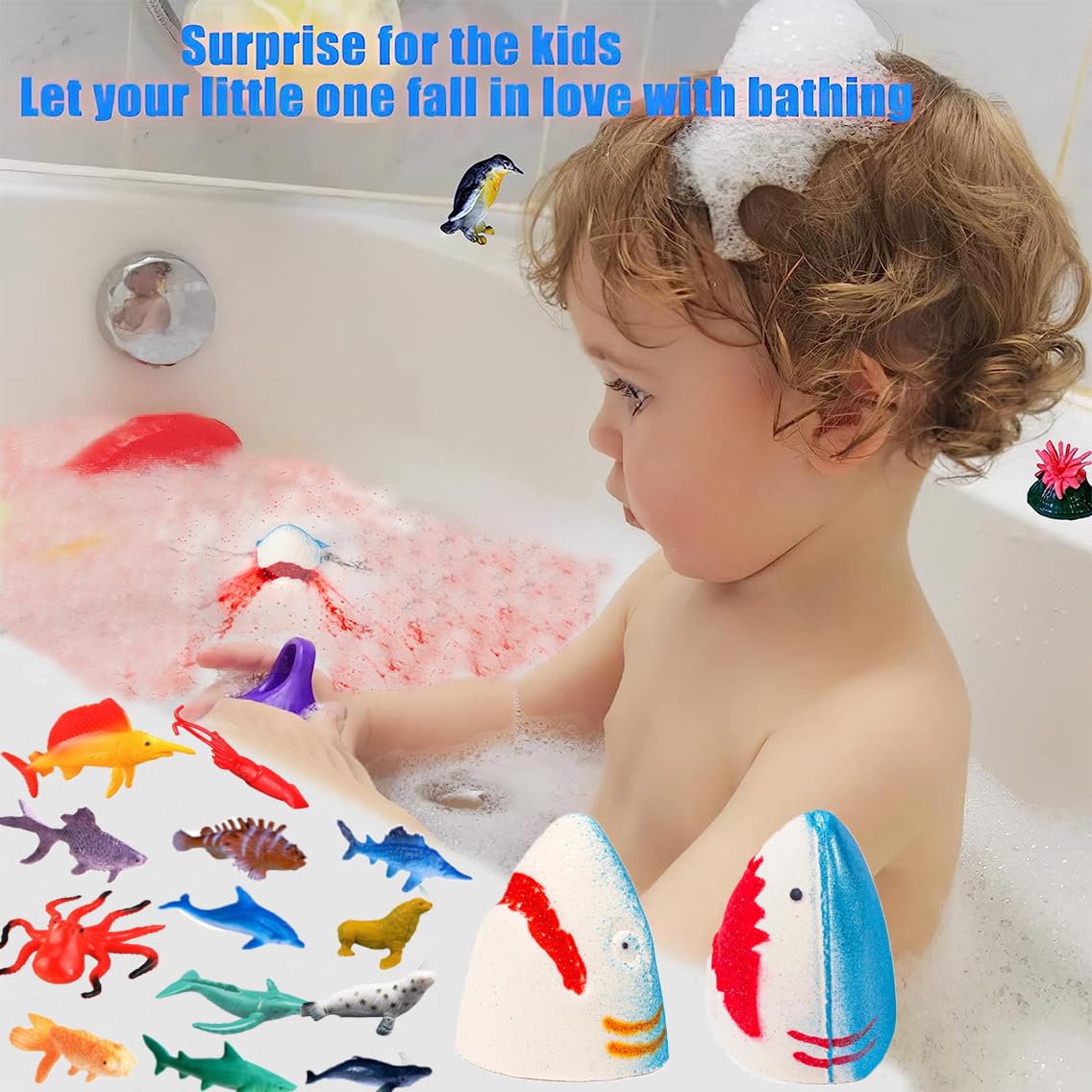 Kottke shark bath bombs feature water color change and ocean scene reveal