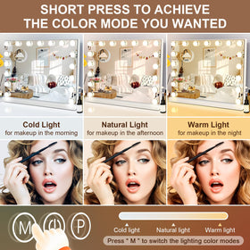 Kottova Hollywood mirror showing tri color lighting for versatile looks
