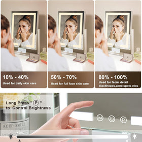 Kottova vanity mirror 10x magnifier enables close-up detail for flawless application.
