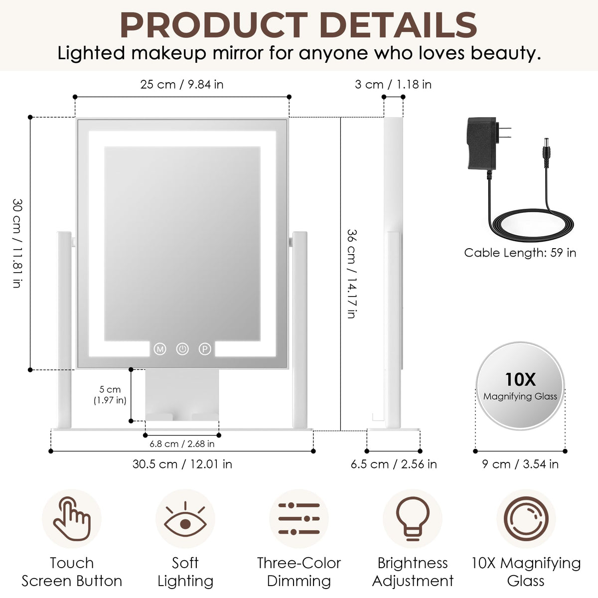Kottova vanity mirror 360° swivel lets you choose the perfect angle.