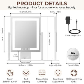Kottova vanity mirror 360° swivel lets you choose the perfect angle.