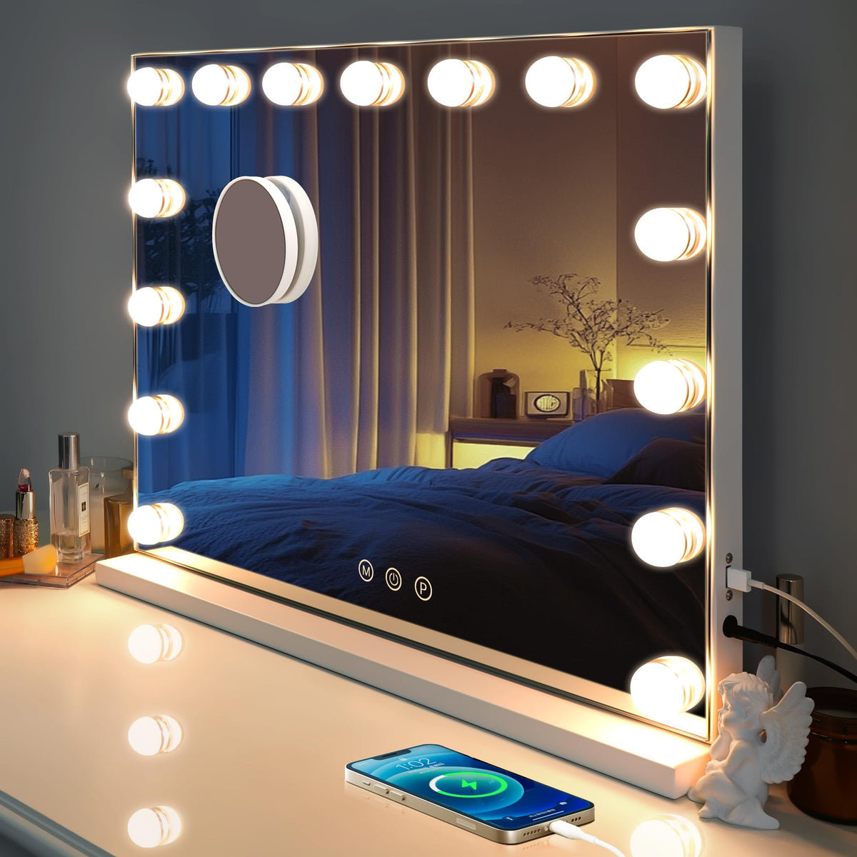 Kottova vanity mirror main view showing ample surface for daytime makeup tasks