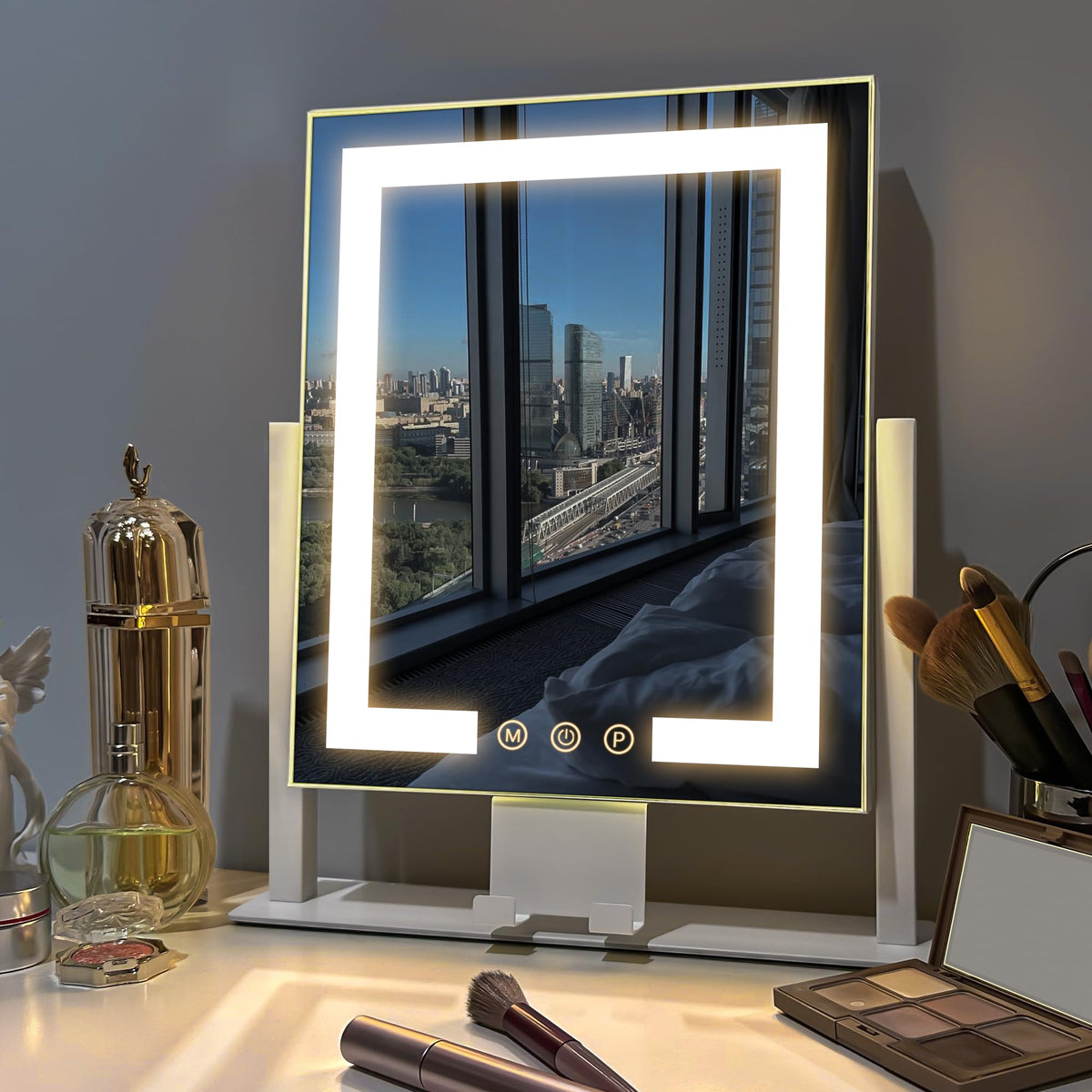 Kottova vanity mirror with smart touch panel enables quick light control.