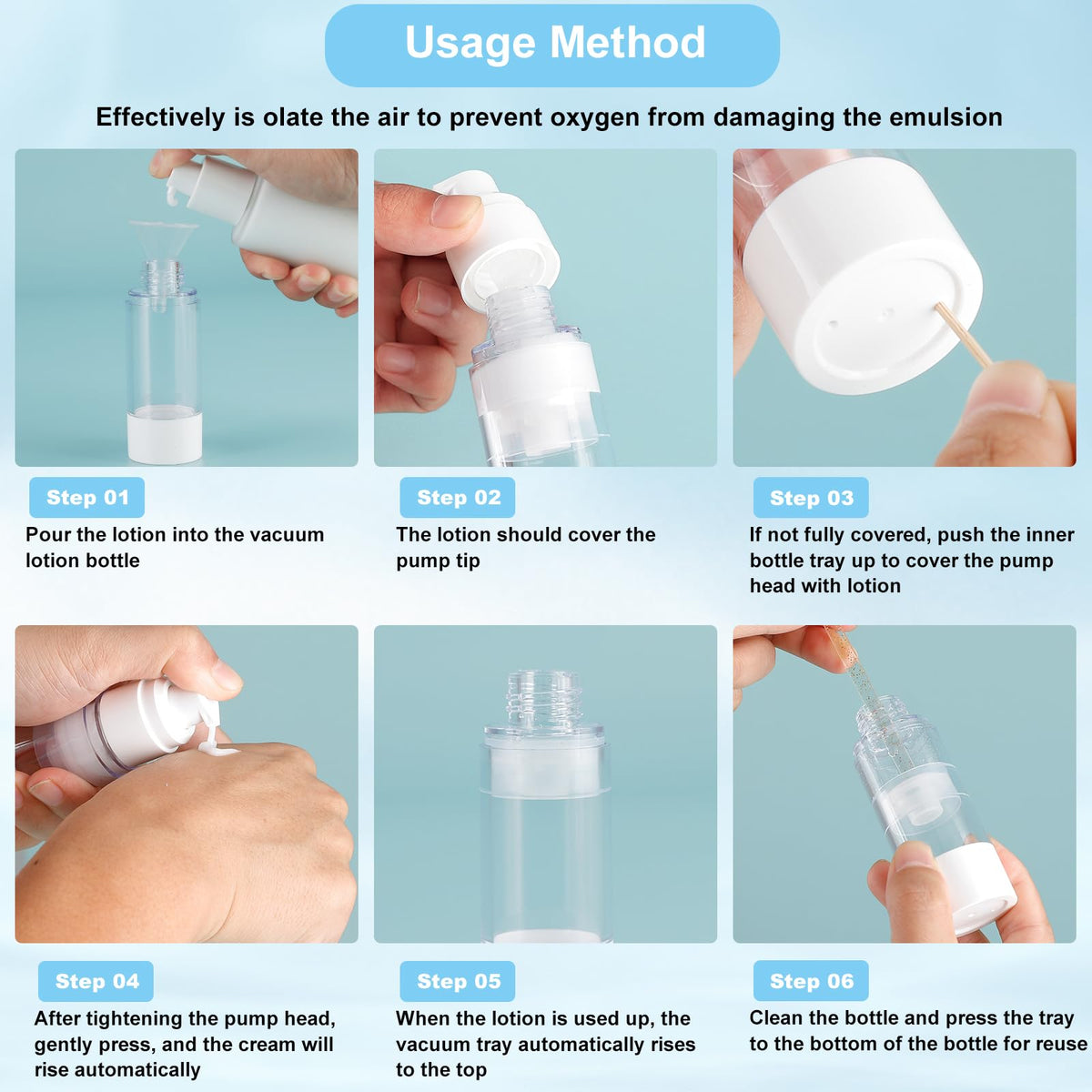 KOUWICH 0-7oz airless pump jar stores lightweight moisturizers safely.