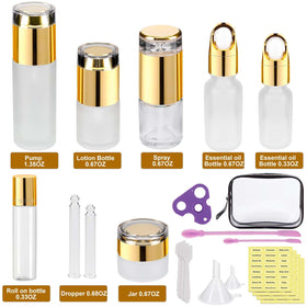 KOUWICH glass travel bottle pump 0.7oz ideal for serums and foundations during trips.