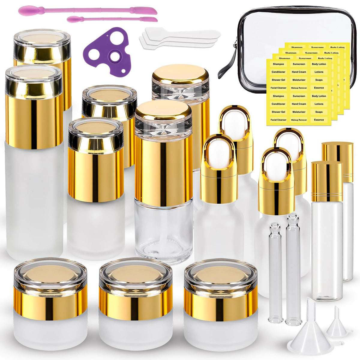 KOUWICH glass travel bottle pump 1.3oz for durable, leak-free creams on the go.