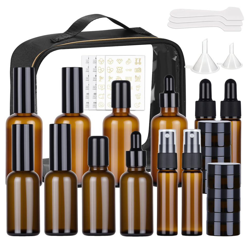 KOUWICH glass travel bottles collection, compact and sturdy for on-the-go skincare.