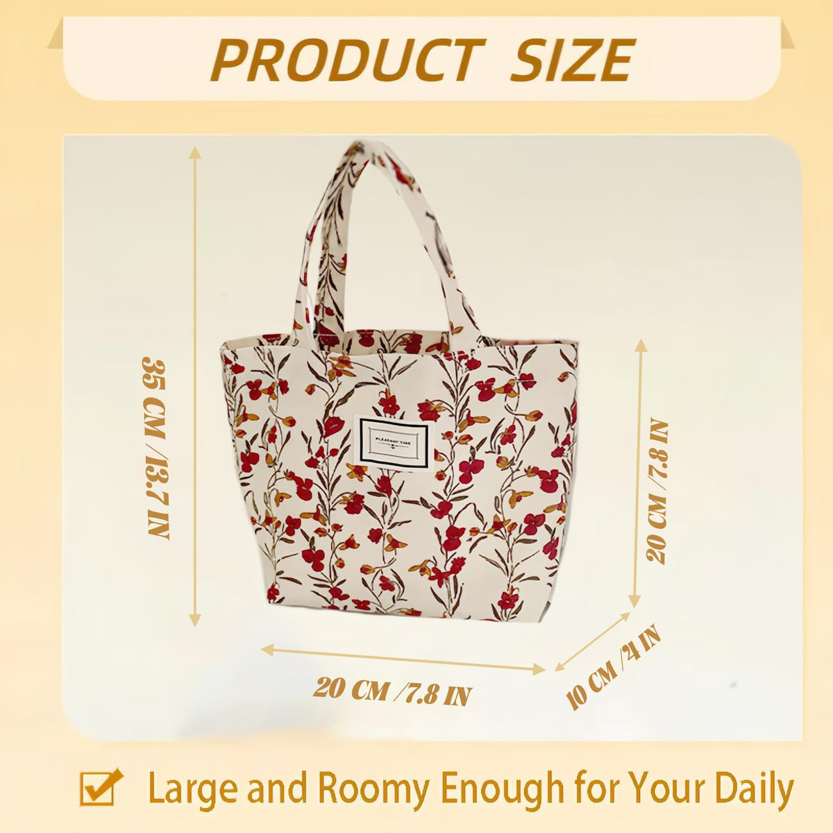 Kovewon floral corduroy tote as travel essential organizer