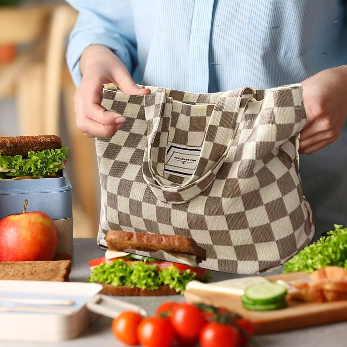 Kovewon floral tote with water bottle, lightweight daily companion
