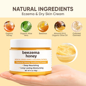 KOVGOCY Beezema honey cream texture close-up shows smooth, non-greasy finish.