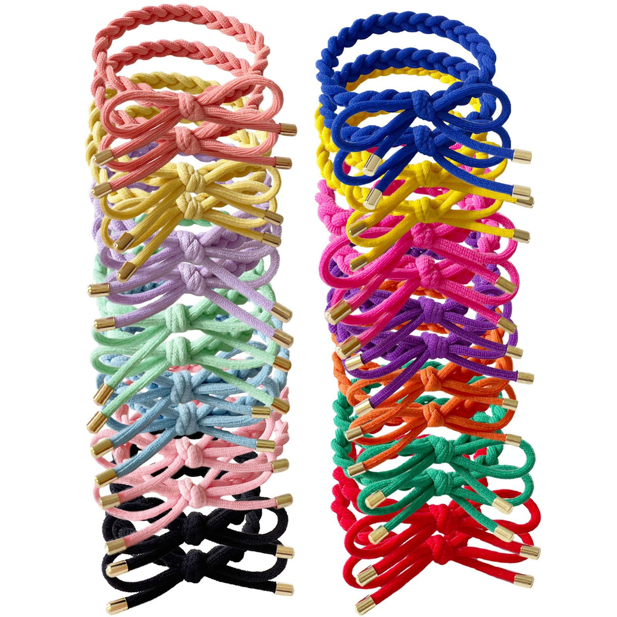 KOVOLITU braided hair ties with bow set for gentle, knot-free ponytails.