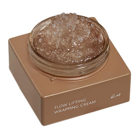 KOY Flow lifting wrapping cream bottle shows radiant hydrated skin potential.