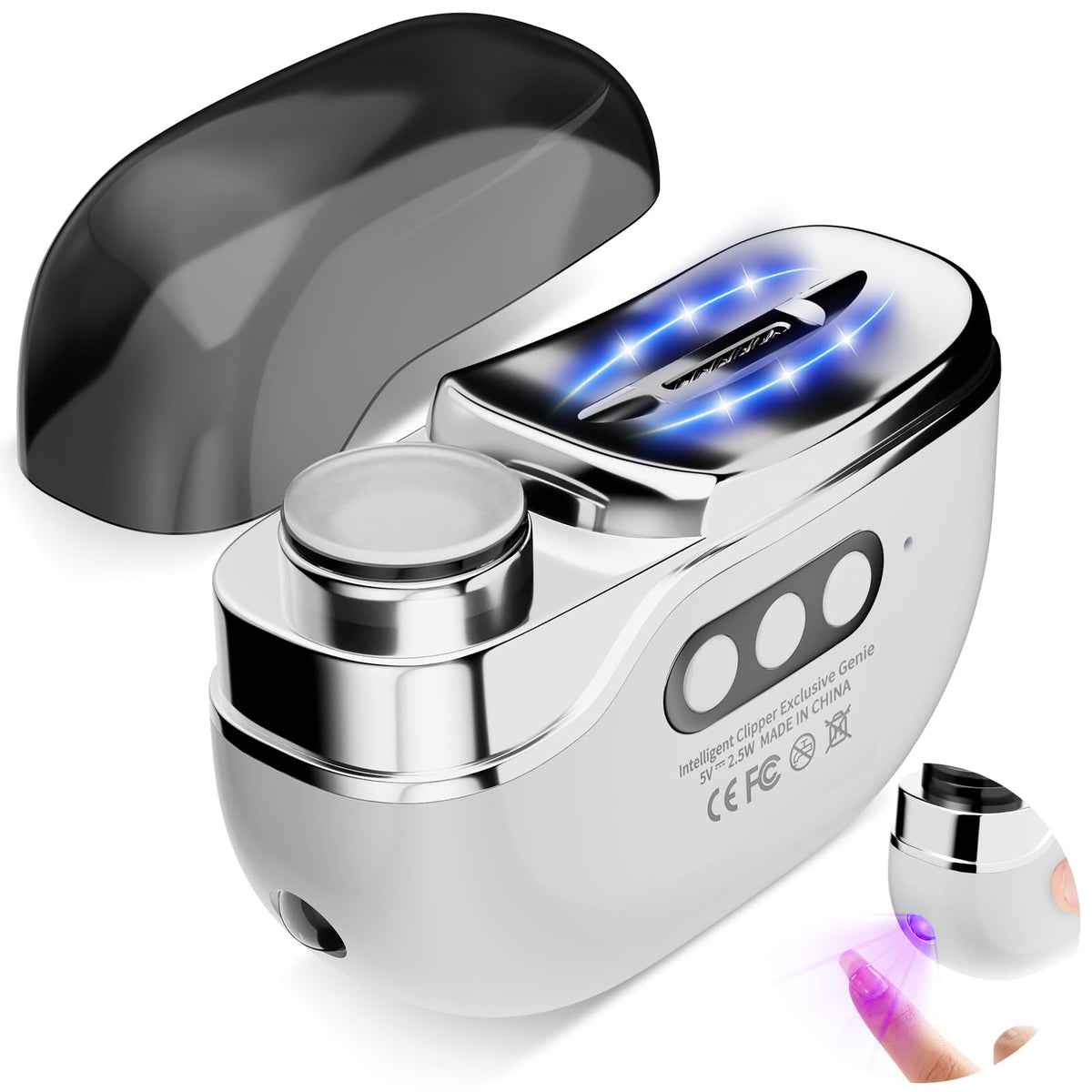 KOYIOOUADO 4-in-1 nail clipper with LED light for precise trimming in low light