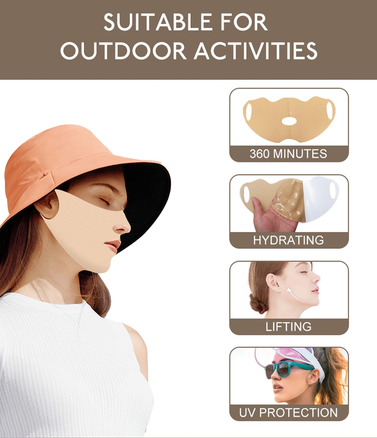 Koyzixm sunscreen patch applied to the face for UV protection during golf.