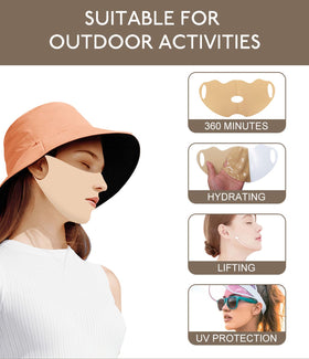 Koyzixm sunscreen patch applied to the face for UV protection during golf.