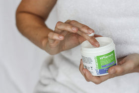 KP Elements AHA exfoliating lotion texture close-up supports renewal.