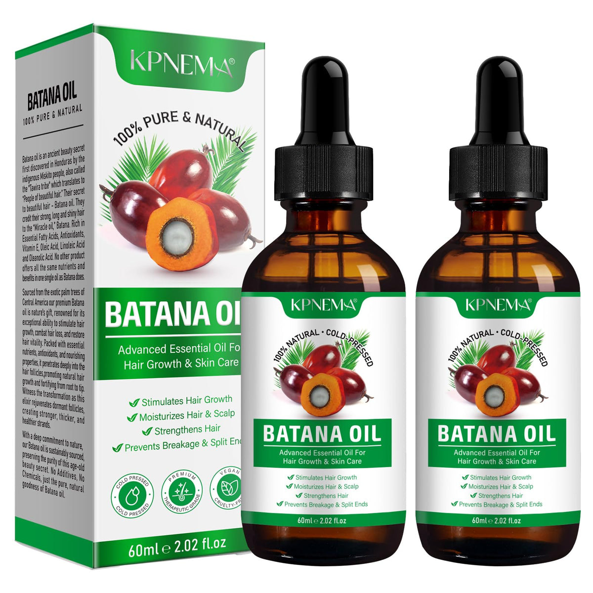 KPNEMA Batana oil bottle pour for smooth hair preparation and shine