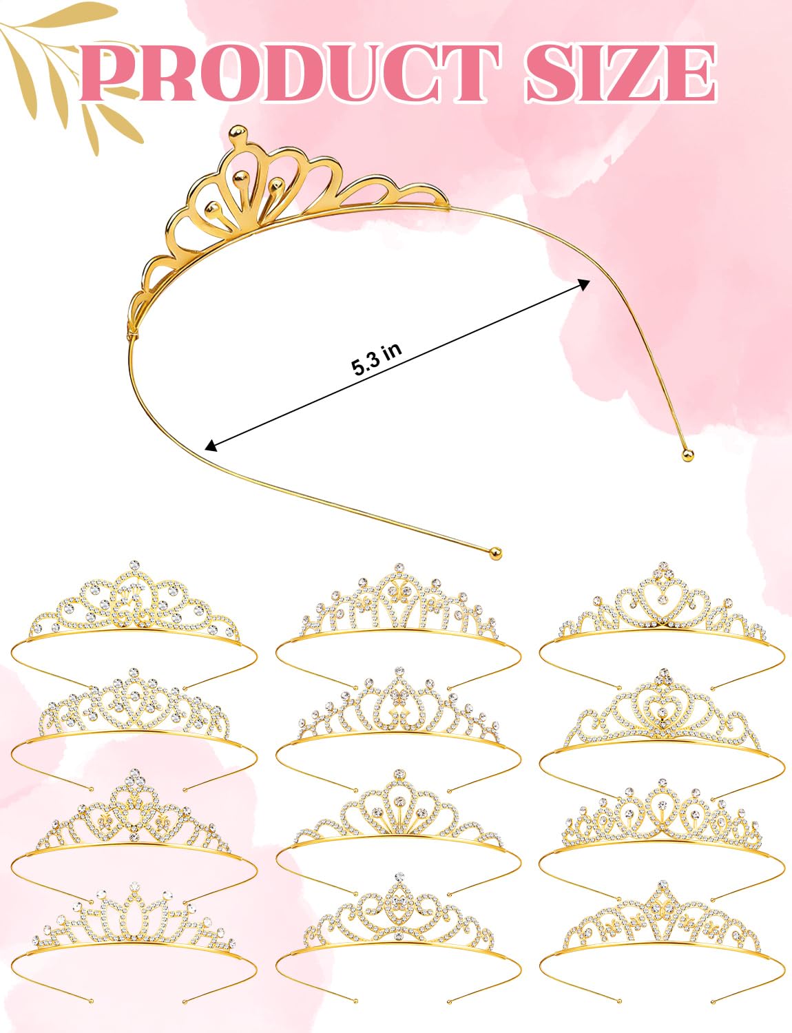 KQYSLXG gold princess headband with rhinestones, ideal for birthday parties.
