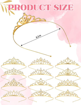 KQYSLXG gold princess headband with rhinestones, ideal for birthday parties.
