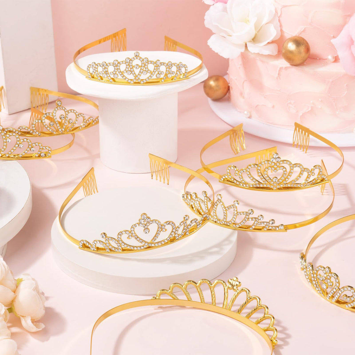 KQYSLXG sparkling rhinestones crown headband catching sunlight.