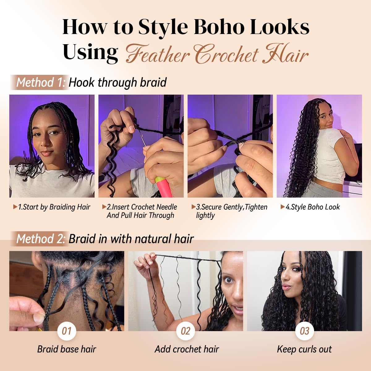 KRALER deep-wave crochet hair extensions 16in offering bouncy texture and versatility