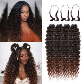 KRALER feather crochet extensions ombre brown 16in for a lightweight protective style
