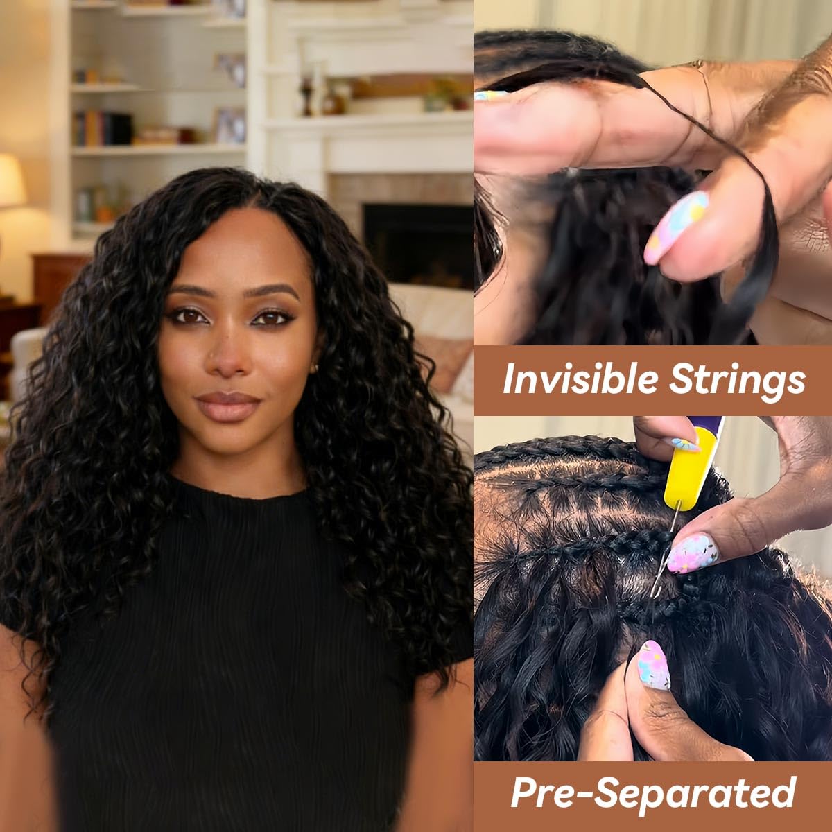 KRALER feather crochet extensions ombre brown 18in with natural movement