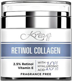 KRAVE IT Retinol Face Cream jar showing anti-aging potential for smoother skin