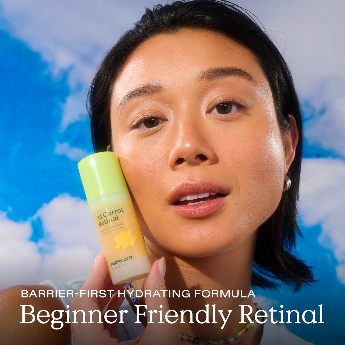 KraveBeauty 24 Carrot serum dropper in action for precise nightly dosing