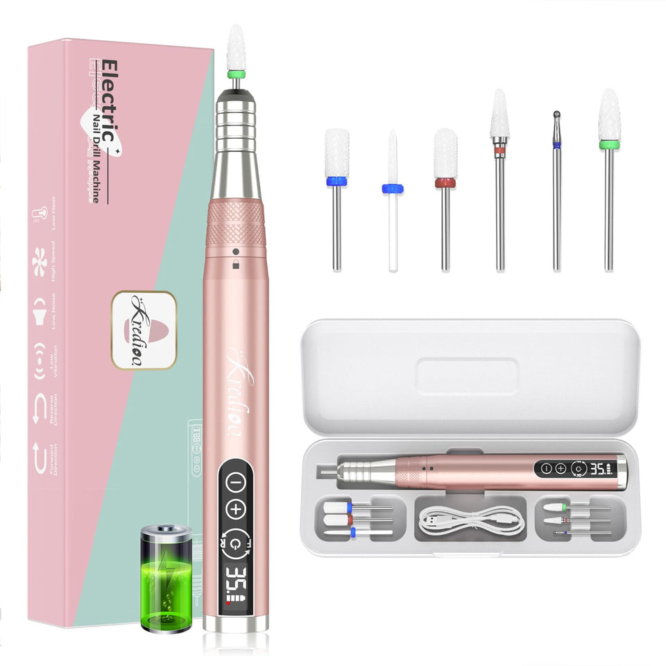 Kredioo cordless nail drill with a compact design for precise, portable manicures at home or on the go.