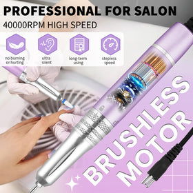 Kredioo nail drill at 40k RPM for fast acrylic and gel removal.