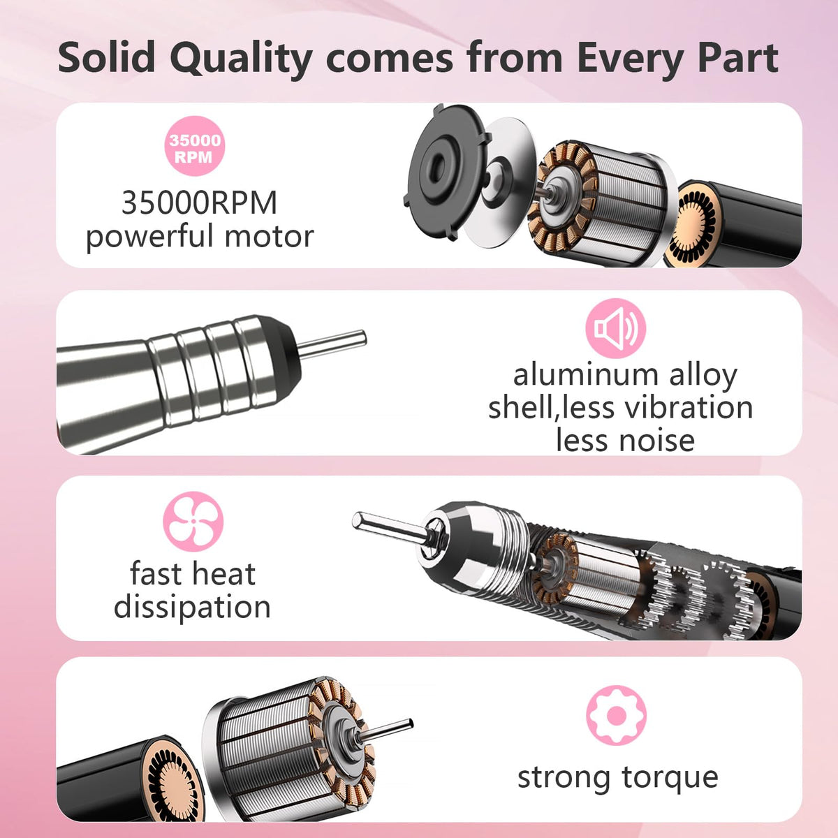 Kredioo nail drill LCD displays speed and battery status for precise control.