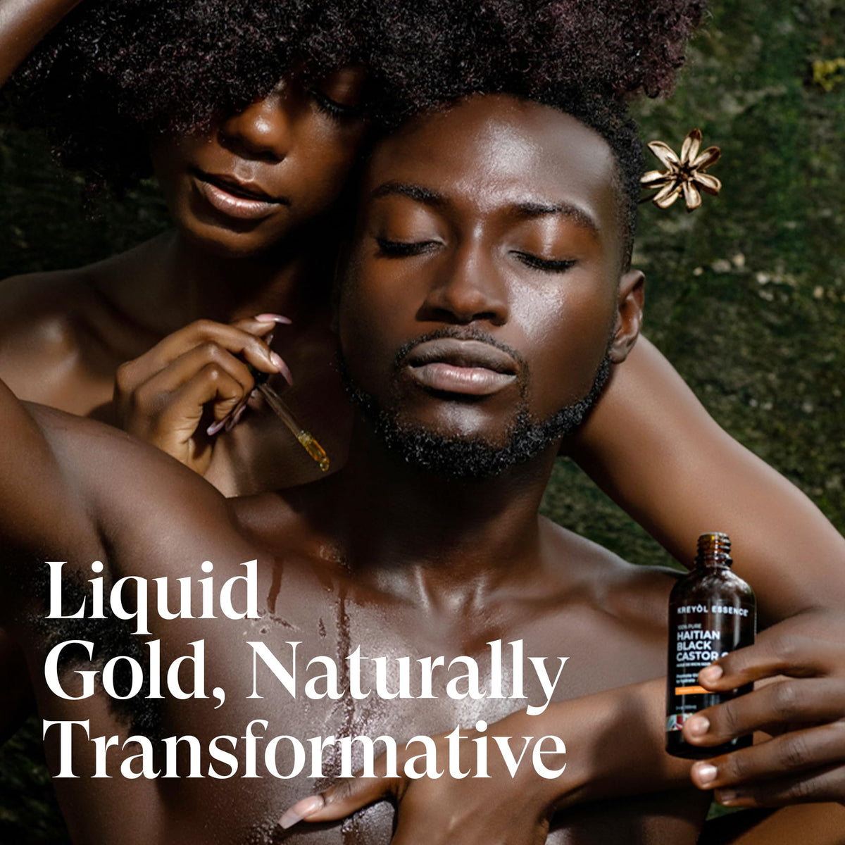 Kreyol Essence glass bottle displayed for convenient daily moisturizing routine.