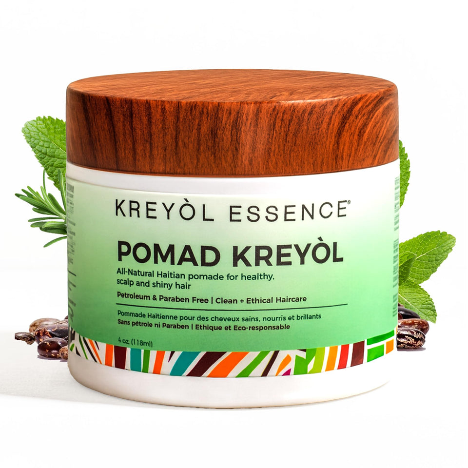 Kreyol Essence Scalp Care POMAD bottle with rosemary peppermint for scalp nourishment