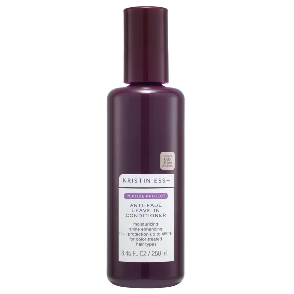 Kristin Ess anti-fade leave-in bottle detangles and protects color-treated hair