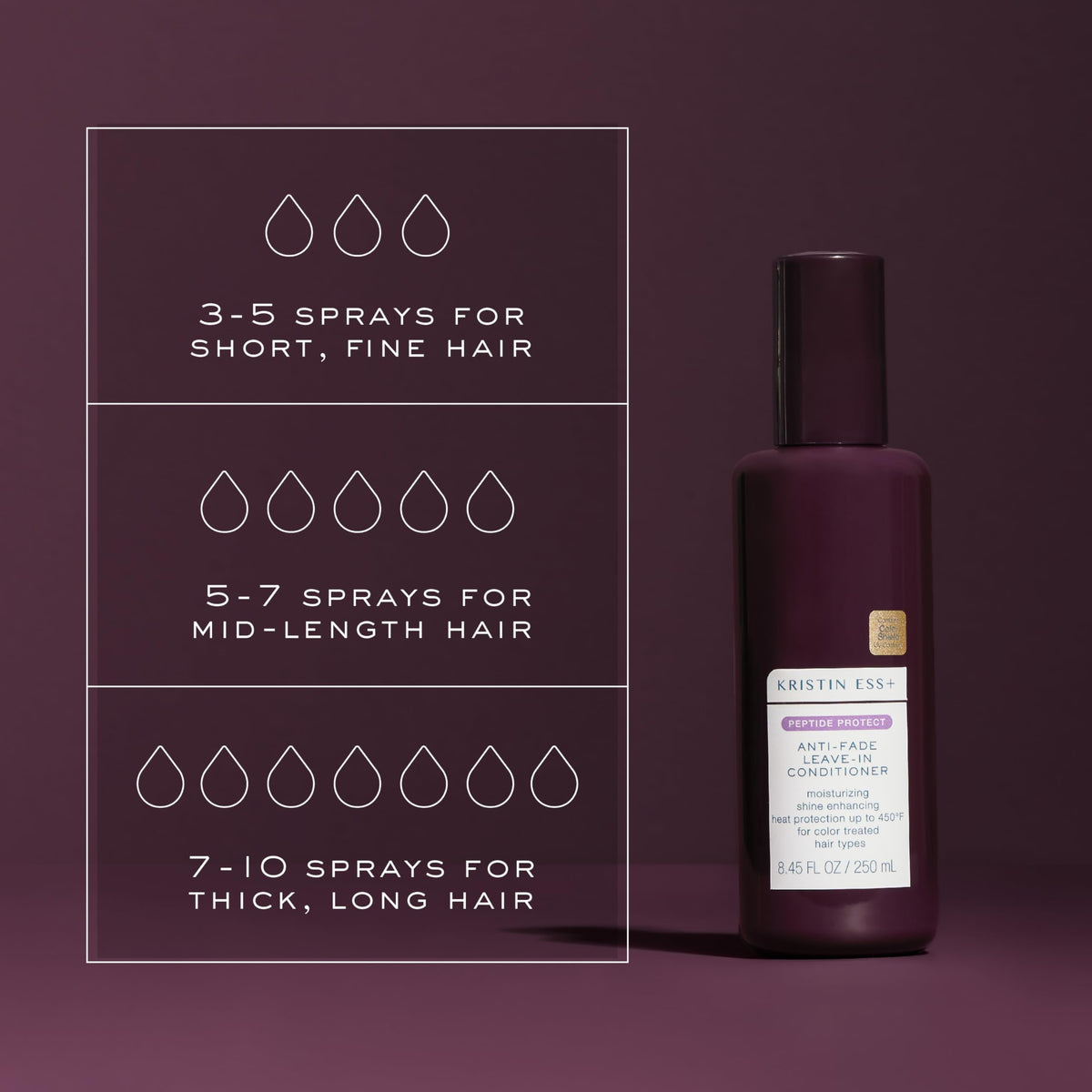 Kristin Ess peptide technology helps strengthen strands and sustain color vibrancy
