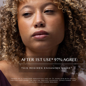 Kristin Ess+ peptide technology hair close-up emphasizes strength and color retention.