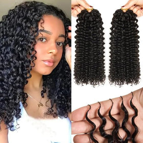 KRN Feather Crochet Hair in deep curly blends naturally for seamless braids.
