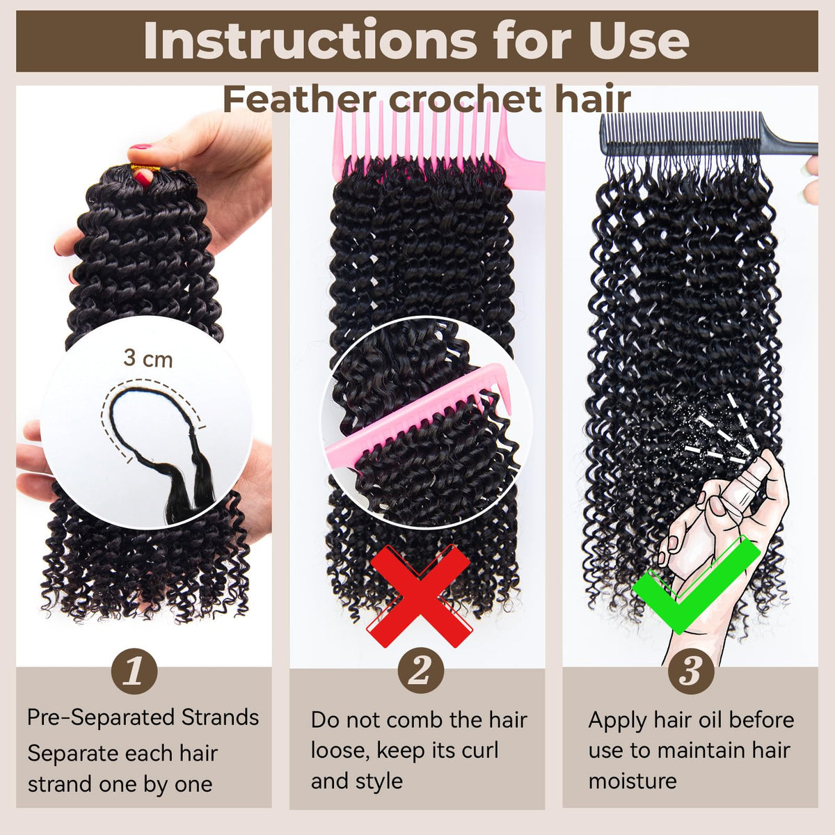 KRN deep curly texture allows versatile color-ready styling.