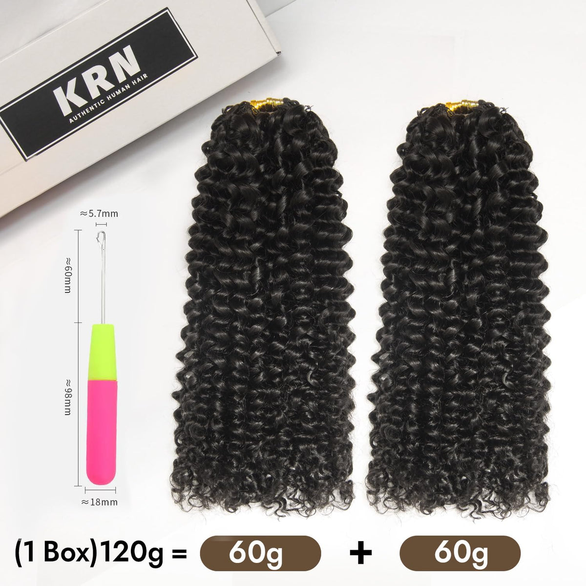 KRN crochet hair knotless design ready for quick braid installation.