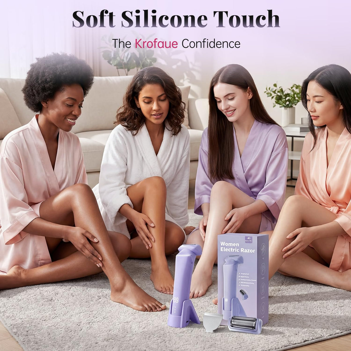 Krofaue electric razor for women with ergonomic grip for comfortable control.