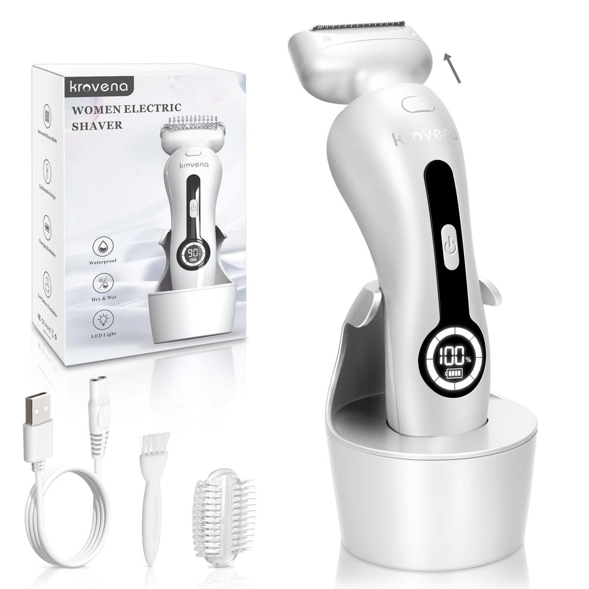 Krovena razor with detachable head for easy cleaning and maintenance.