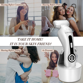 Krovena includes accessories: USB cable, stand, brush, and guide comb.