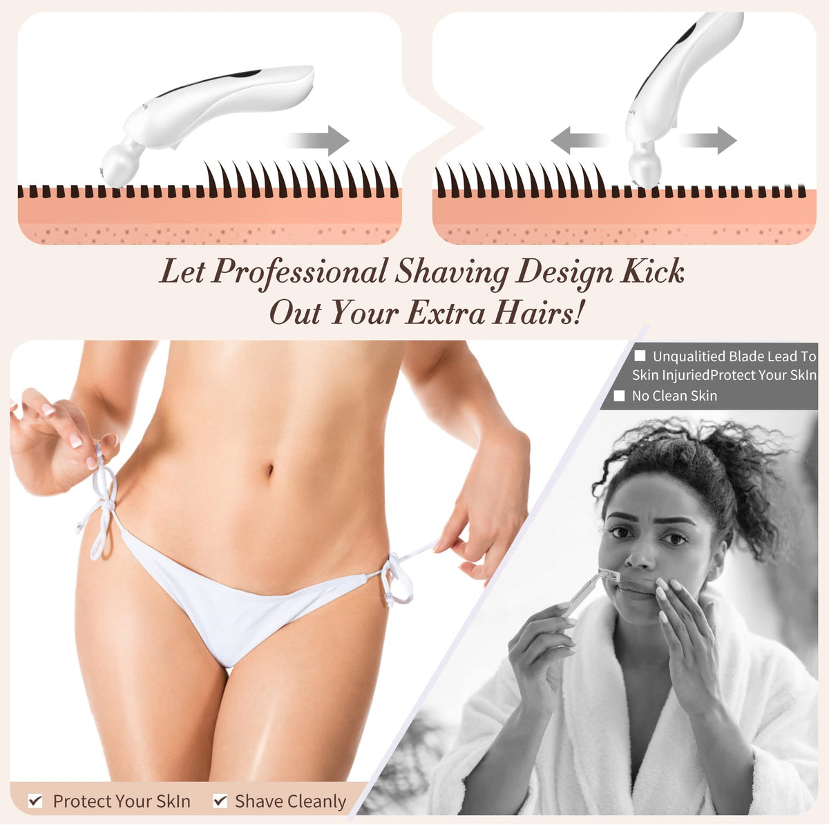 Krovena IPX7 waterproof razor suitable for shower use.
