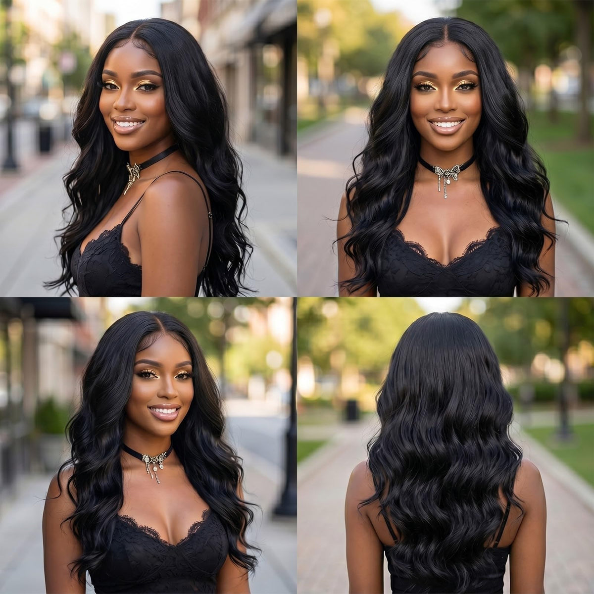KRSI Black V Part wig front view with 24-inch body wave