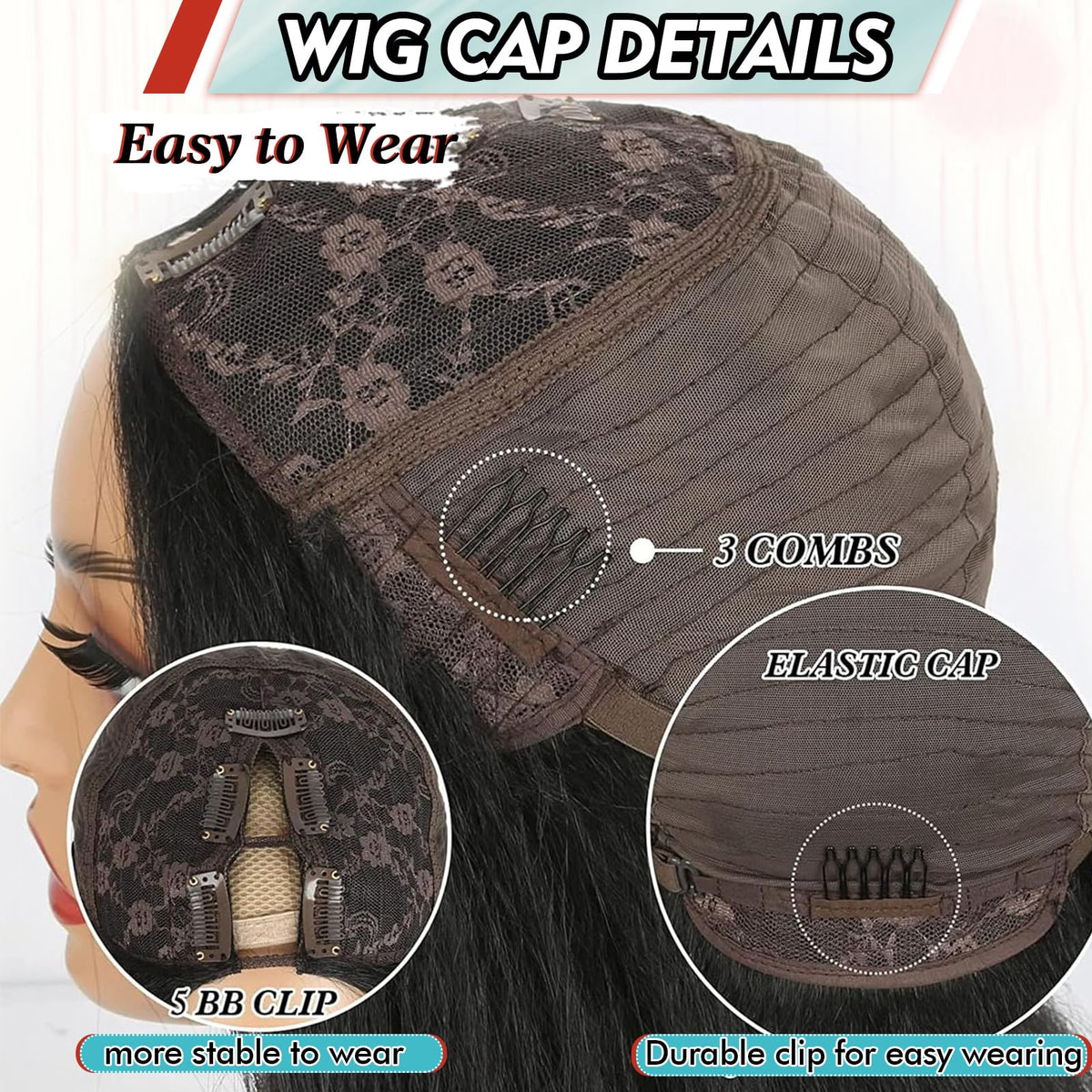 KRSI Black V Part wig 24in length with natural wave
