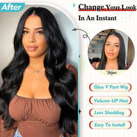 KRSI Black V Part wig cap details with clips