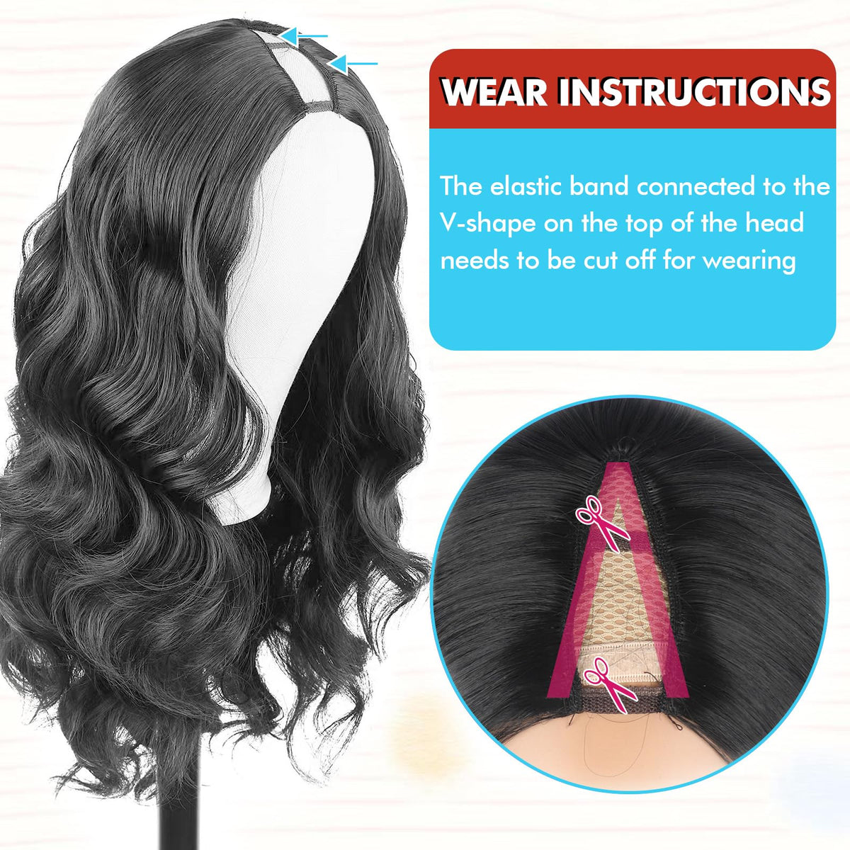 KRSI Black V Part wig clip-in demo for fast wear