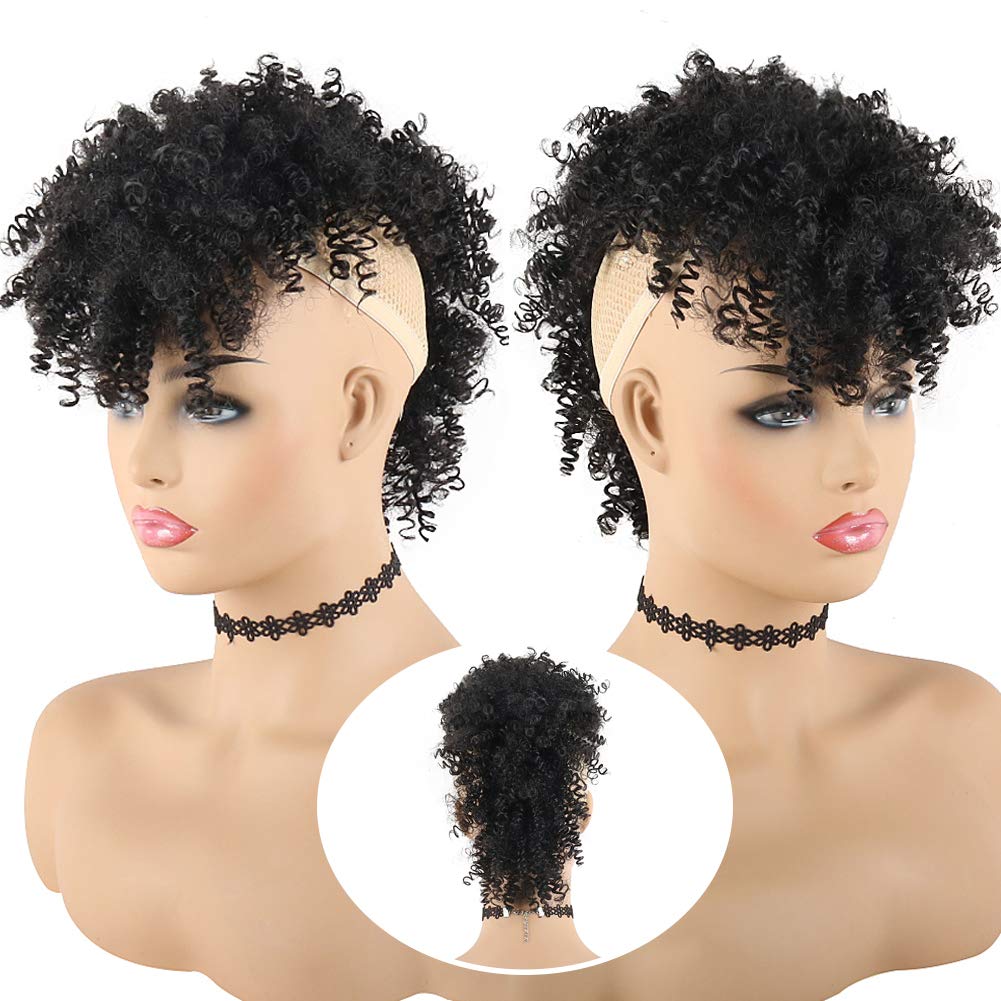 KRSI synthetic Jerry Curly Mohawk ponytail close-up highlights texture and fringe.
